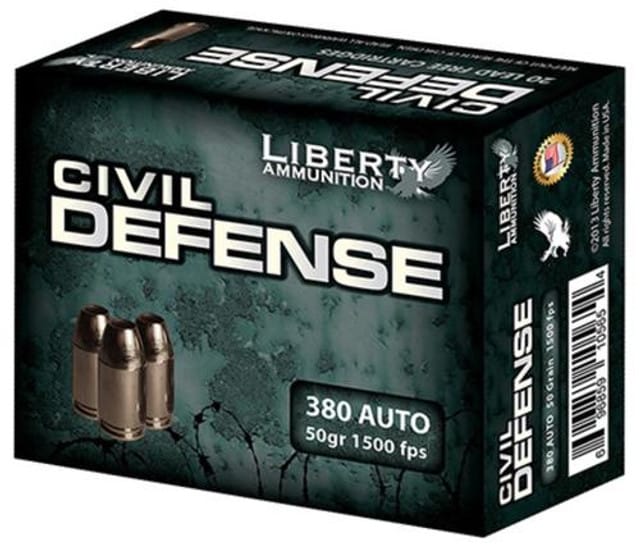 Close× Liberty Ammo Civil Defense 380 ACP 50gr, LF Fragmenting Hollow Point, 20rd Box